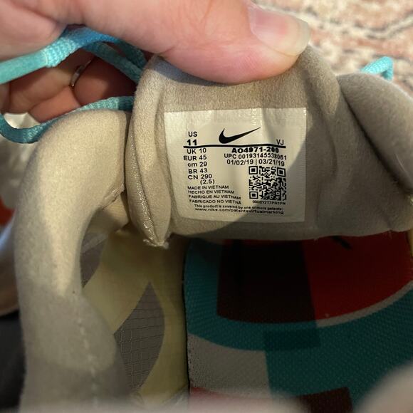 Nike Air Max 270 React "Mid-Century Art" Orange, Blue, White Mesh Sneakers EUC - Picture 7 of 13